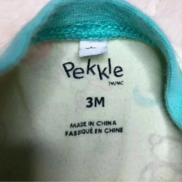 Pekkle Footed Onesie Pajamas Monkey Green /  Blue Size 3 Months - Picture 9 of 16